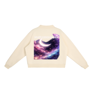 space sweatshirt,galaxy sweatshirt,cosmic apparel,dream beyond the sky,celestial fashion,oversized sweatshirt,universe clothing,moon graphic sweatshirt,motivational clothing,made to elevate
