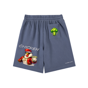 chicken shorts,graphic shorts,streetwear shorts,hustle shorts,summer streetwear,urban fashion,luxury streetwear,trendy shorts,elevated edition