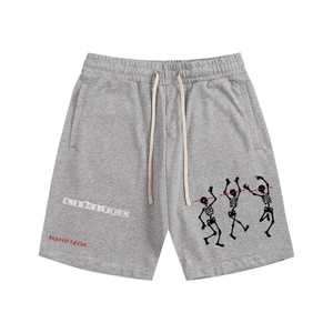 streetwear shorts,skeleton shorts,graphic shorts men,black streetwear,grunge aesthetic clothing,y2k streetwear,rockstar style shorts,urban fashion men,edgy streetwear,oversized shorts