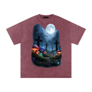 streetwear graphic tee,dark aesthetic shirt,gothic streetwear,oversized tee men,vintage wash shirt,y2k streetwear,grunge aesthetic clothing,spiritual graphic tee,cross graphic shirt,edgy fashion men
