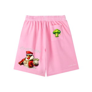 chicken shorts,graphic shorts,streetwear shorts,hustle shorts,summer streetwear,urban fashion,luxury streetwear,trendy shorts,elevated edition
