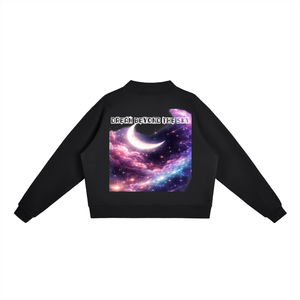space sweatshirt,galaxy sweatshirt,cosmic apparel,dream beyond the sky,celestial fashion,oversized sweatshirt,universe clothing,moon graphic sweatshirt,motivational clothing,made to elevate