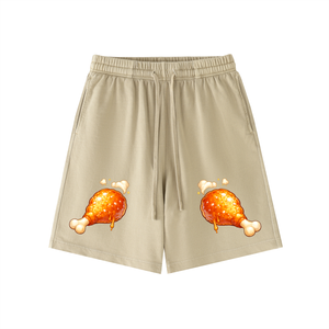chicken shorts,graphic shorts,streetwear shorts,hustle shorts,summer streetwear,urban fashion,luxury streetwear,trendy shorts,elevated edition