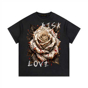 Bleed For Love Tee,Rose Graphic Shirt,Gothic Rose Tee,Streetwear Graphic Tee,Luxury Streetwear,Limited Edition Shirt,Duilx Clothing,Dark Aesthetic Shirt,Vintage Wash Tee,Rose Streetwear Fashion