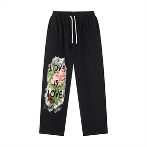 rose graphic sweatpants women,love aesthetic streetwear pant,black baggy graphic sweatpants,matching hoodie sweatpants set,butterfly rose streetwear pant,trendy streetwear,sweatpants women
