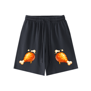 chicken shorts,graphic shorts,streetwear shorts,hustle shorts,summer streetwear,urban fashion,luxury streetwear,trendy shorts,elevated edition